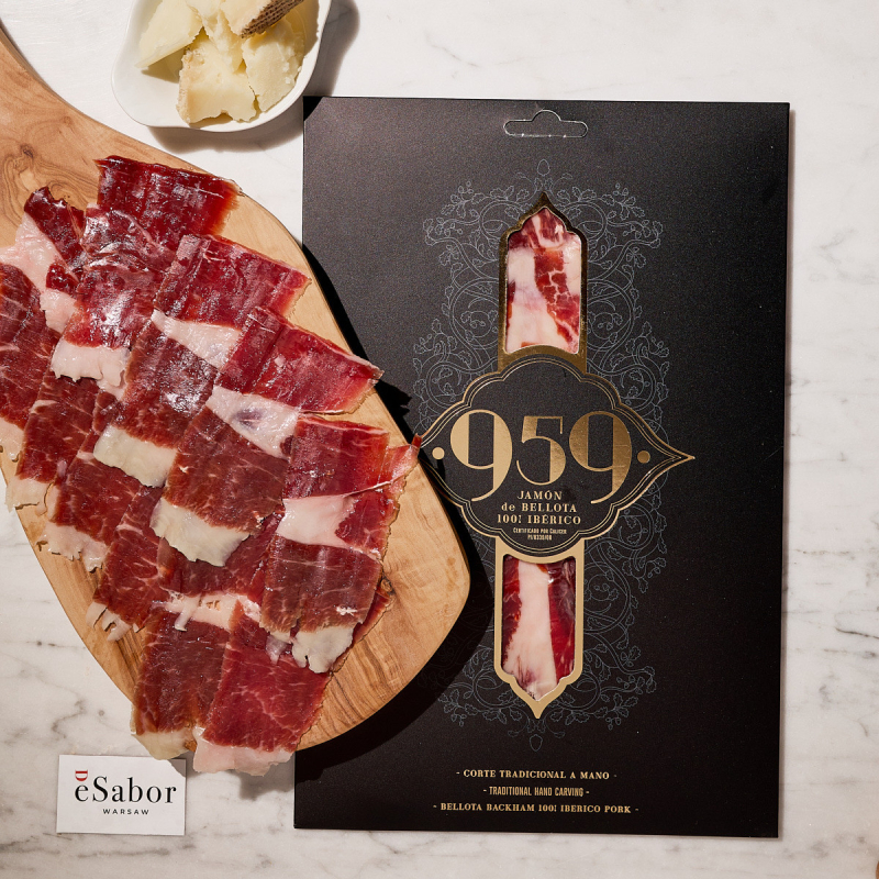 100% Bellota Iberico Pork Backham Hand Sliced Portions 80g   959