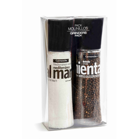 Sól śródziemnomorska 360g + pieprz czarny 190g w młynkach Carmencita