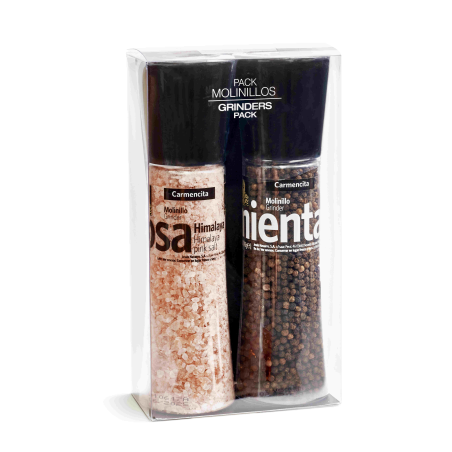 Sól himalajska różowa 370g + pieprz czarny 190g w młynkach Carmencita
